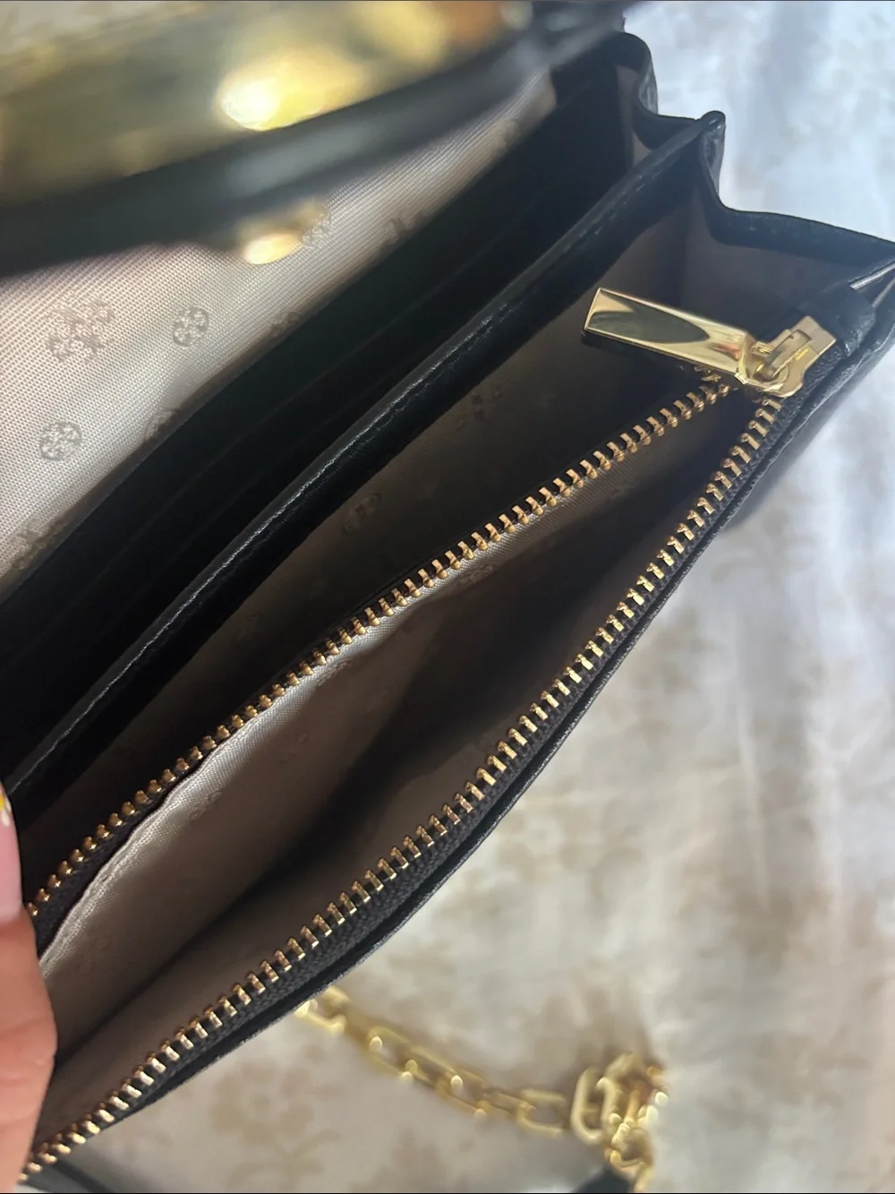 Tory Burch Black Leather Crossbody with Gold